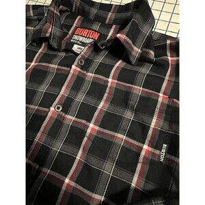 Burton Snowboards Dry Ride Long Sleeve Plaid Flannel Shirt LARGE Performance